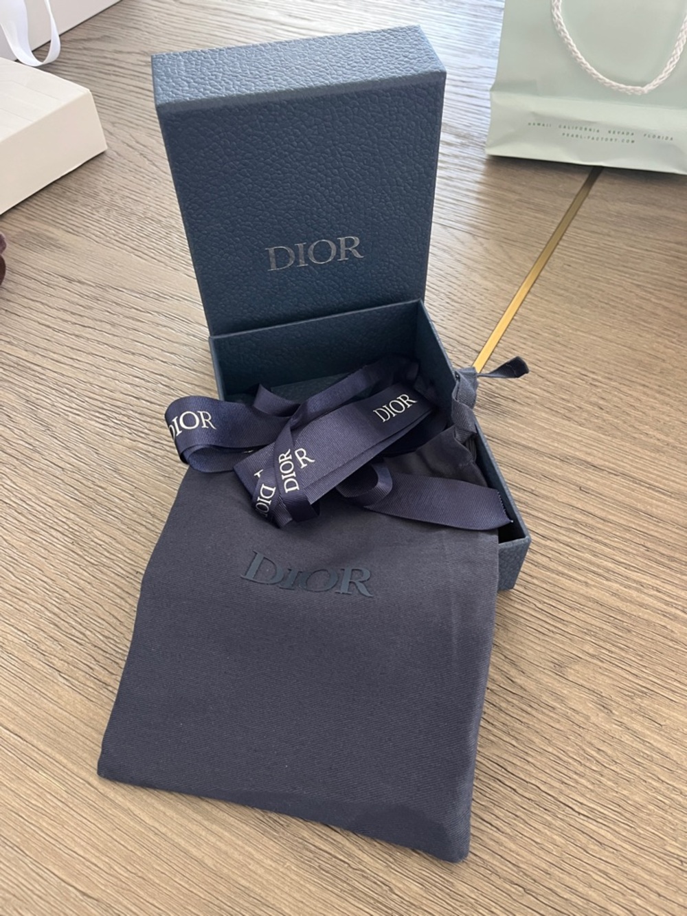 Dior Navy Blue Gift Box with Branded Ribbon and Dust Pouch